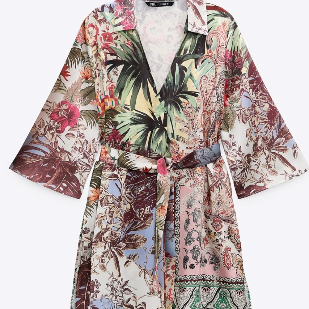 Brand new zara v neck tropical dress